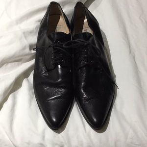 Nordstrom black leather spat lace up shoe